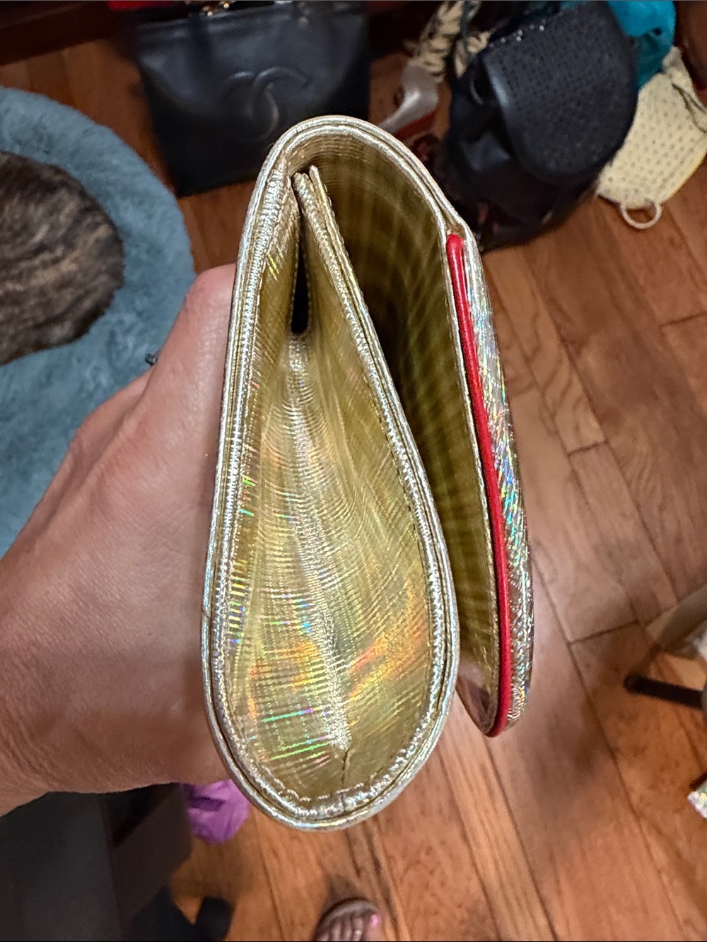 Christian Louboutin Holographic Silver and Red Clutch. EUC!! - Picture 6 of 6